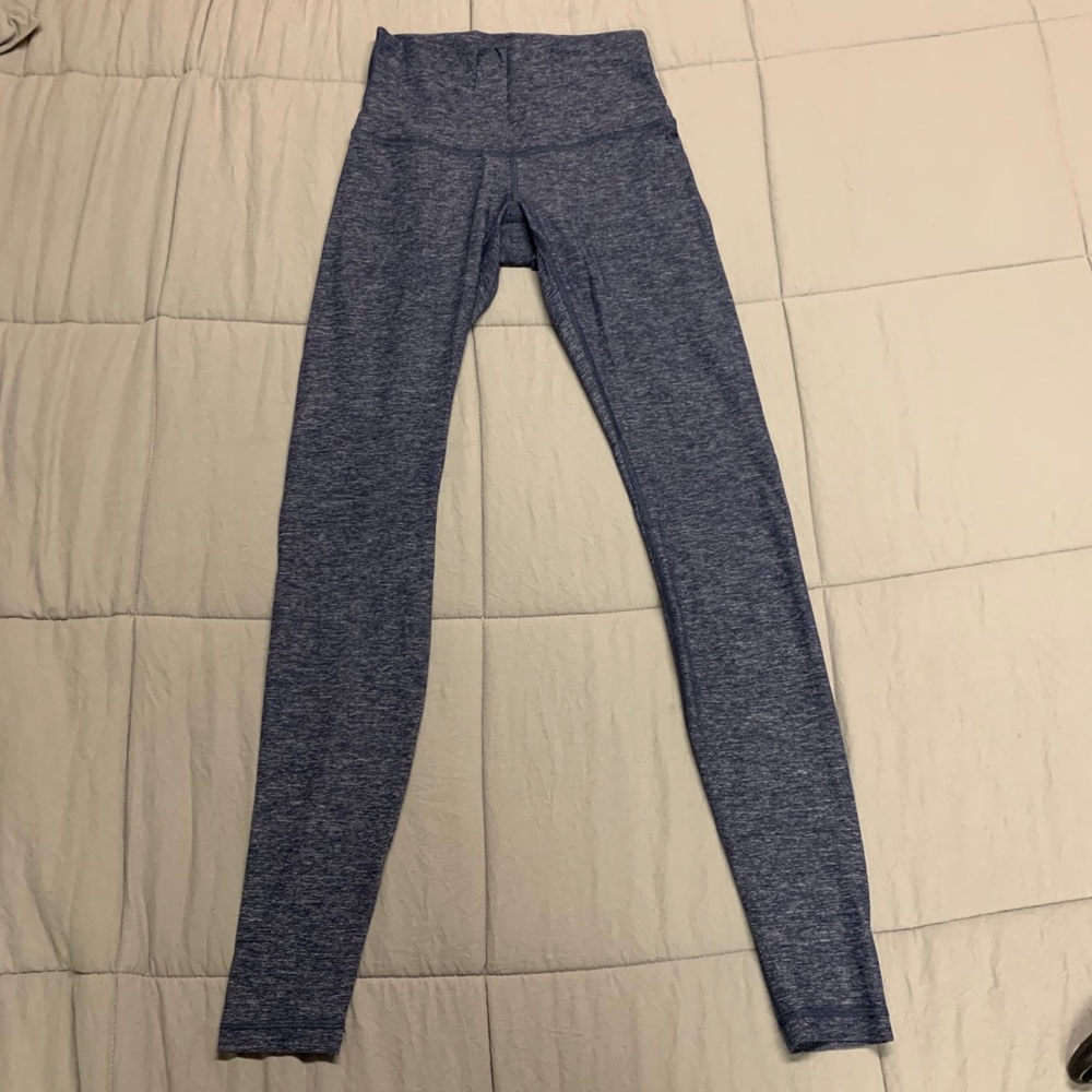 blue and white lululemon leggings, size 6
